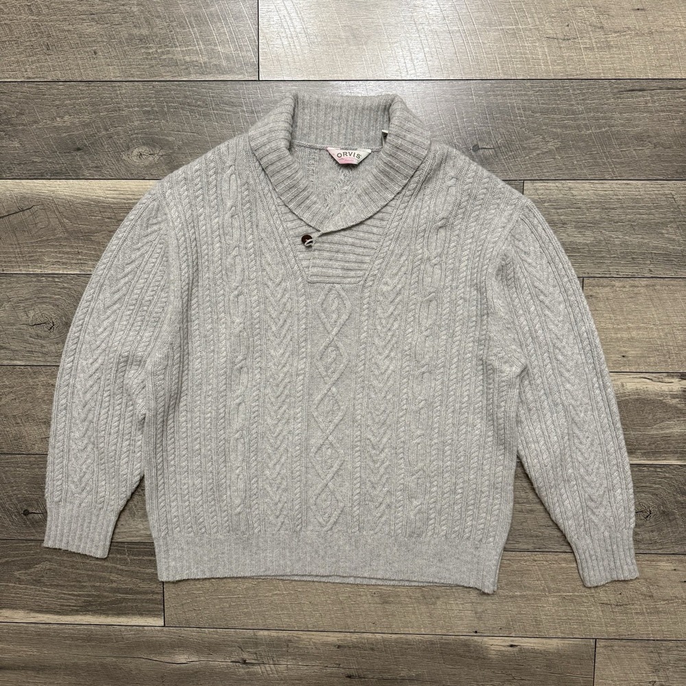 VTG Orvis Cardigan Shawl Collar Lambswool Button Winter‎ Knit Sweater Mens XL